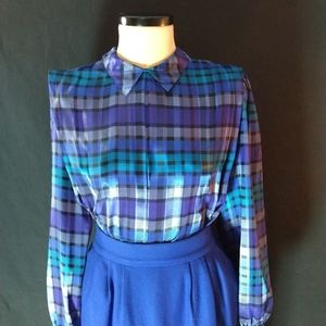 Vintage 80s blouse, by Nicola, shoulder pads,sz 14